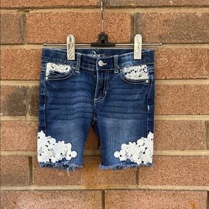 Jordache Kids Denim Shorts with White Lace Girl's Size 6